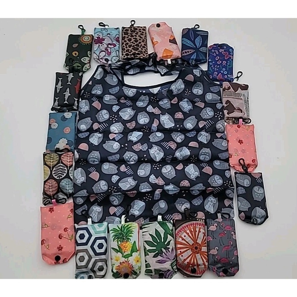 3Pcs Pack Reusable Grocery Shopping Tote Bag Bags Eco Friendly 15x15 w/Clip